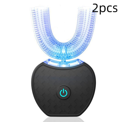 Cepillo de dientes eléctrico automático inteligente 360 grados resistente al agua tipo U blanqueador con luz azul carga USB