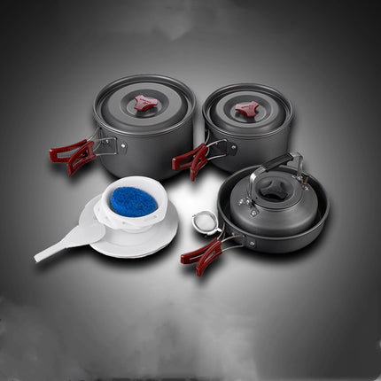Juego de utensilios de cocina para picnic, juego de ollas para acampar, olla para acampar