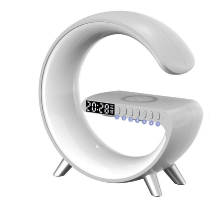 Lámpara LED inteligente con forma de G, altavoz Bluetooth, cargador inalámbrico, lámpara de ambiente y control por aplicación para dormitorio y decoración del hogar