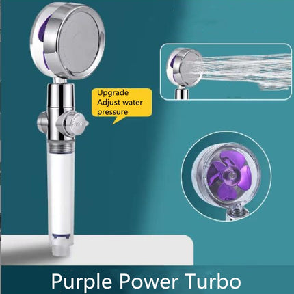 Cabezal de ducha de bajo consumo, con giro de 360 grados y pequeño ventilador, boquilla de ABS a alta presión, accesorios de baño
