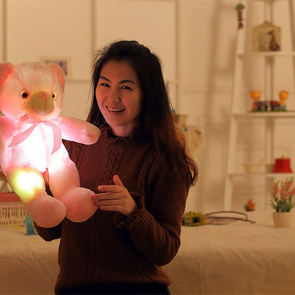 Oso de peluche LED luminoso creativo, animales de peluche, juguete de peluche colorido brillante, regalo de Navidad para niños, almohada