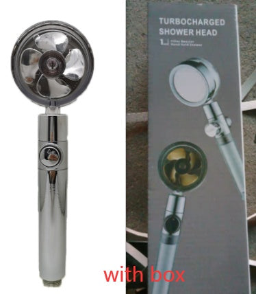 Cabezal de ducha de bajo consumo, con giro de 360 grados y pequeño ventilador, boquilla de ABS a alta presión, accesorios de baño