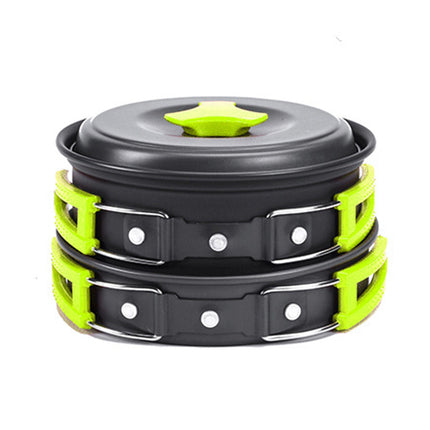 Juego de utensilios de cocina para camping, kit de cocina para exteriores, equipo de aluminio, olla para exteriores, vajilla de viaje, cocina, senderismo, picnic, barbacoa
