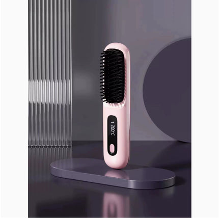 Peine de pelo liso 2 en 1 Cepillo alisador inalámbrico Calentamiento rápido Rizador portátil Carga USB