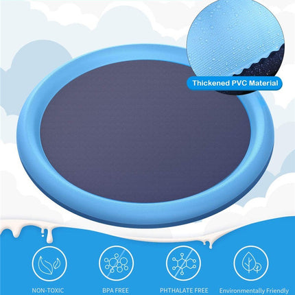 Piscina Antideslizante para Perros y Niños, Tapete de Juego de Agua para Exteriores, Fuente de Jardín para Verano