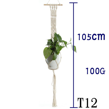 Maceta red de algodón beige para plantas de interior colgante cesta eslinga