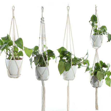 Maceta red de algodón beige para plantas de interior colgante cesta eslinga