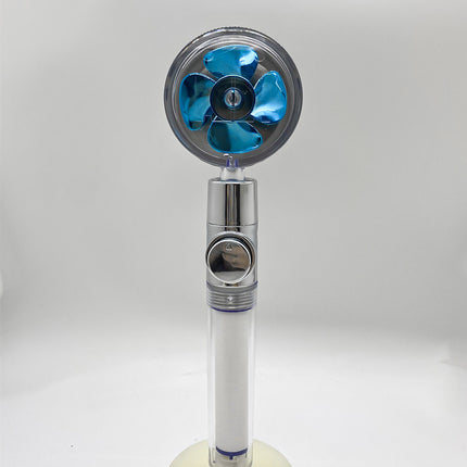 Cabezal de ducha de bajo consumo, con giro de 360 grados y pequeño ventilador, boquilla de ABS a alta presión, accesorios de baño