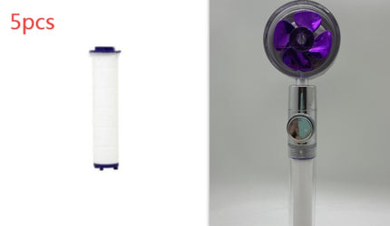 Cabezal de ducha de bajo consumo, con giro de 360 grados y pequeño ventilador, boquilla de ABS a alta presión, accesorios de baño
