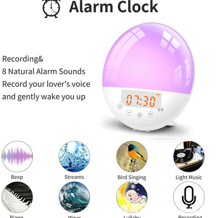 Despertador inteligente con control de voz WiFi, luz de amanecer natural