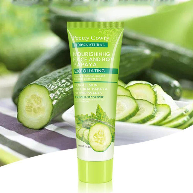 Crema exfoliante facial de pepino, coco y papaya para limpieza corporal