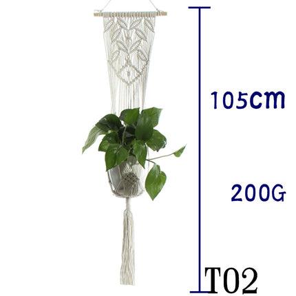 Maceta red de algodón beige para plantas de interior colgante cesta eslinga