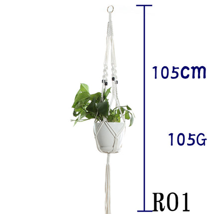 Maceta red de algodón beige para plantas de interior colgante cesta eslinga