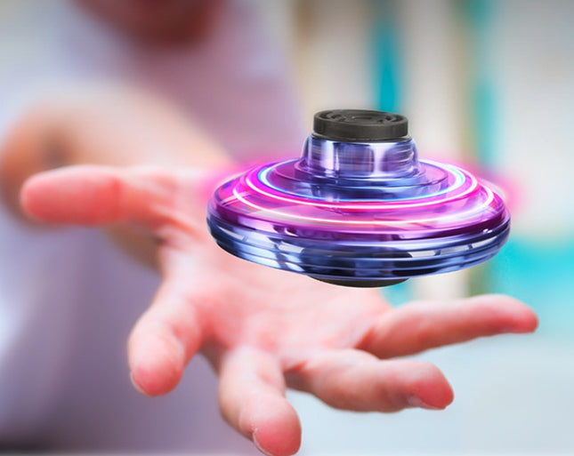 Mini giroscopio de punta de dedo interactivo, dron de descompresión, helicóptero volador tipo OVNI con LED, juguete giratorio para niños