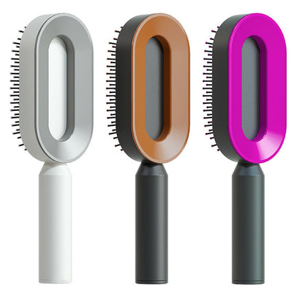 Cepillo de pelo autolimpiable para mujer, limpieza con una tecla, masaje de airbag anticaída, peine para el cuero cabelludo, cepillo antiestático.