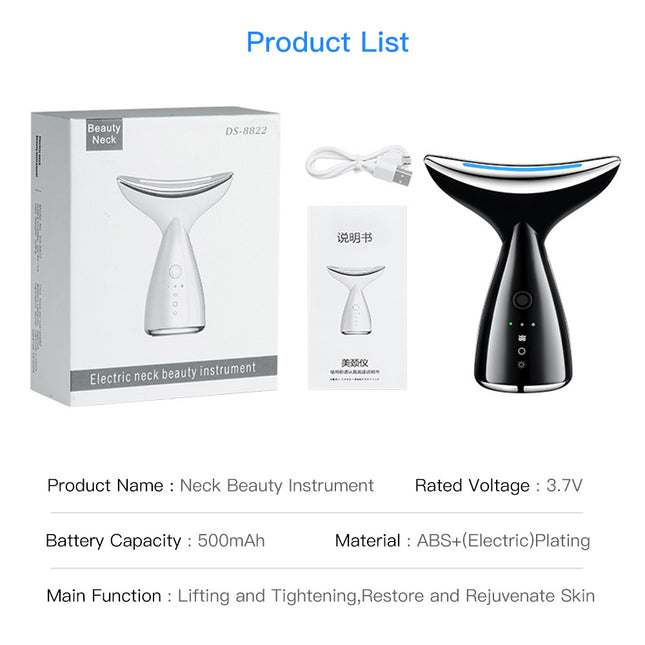 Dispositivo de belleza de cuello y cara por microcorriente EMS con terapia de fotones LED de 3 colores, para tensar la piel, reducir la papada, dispositivos de lifting facial