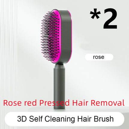 Cepillo de pelo autolimpiable para mujer, limpieza con una tecla, masaje de airbag anticaída, peine para el cuero cabelludo, cepillo antiestático.