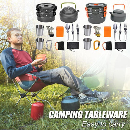 Juego de utensilios de cocina para camping, kit de cocina para exteriores, equipo de aluminio, olla para exteriores, vajilla de viaje, cocina, senderismo, picnic, barbacoa