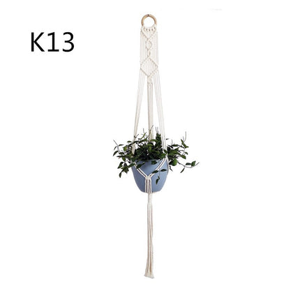 Maceta red de algodón beige para plantas de interior colgante cesta eslinga