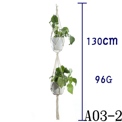 Maceta red de algodón beige para plantas de interior colgante cesta eslinga