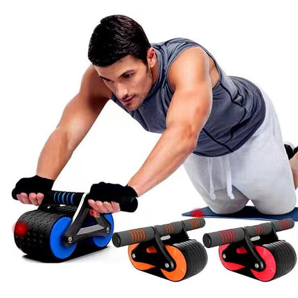 Ejercitador abdominal de doble rueda para hombres y mujeres, rodillo de rueda abdominal con rebote automático, entrenador de cintura, dispositivos de ejercicio para gimnasio y hogar