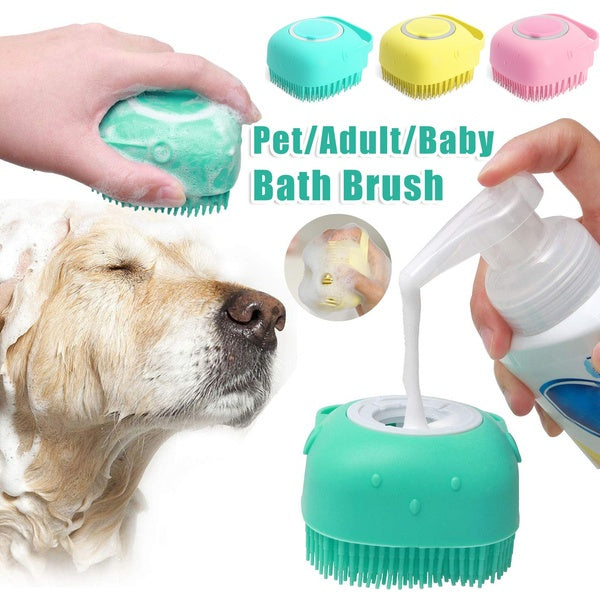 Cepillo Masajeador de Silicona para Baño de Perros Guantes Cepillo de Limpieza para Mascotas Gato Herramienta de Baño Peine Cepillo para Perros Puede Verter Champú Suministros de Aseo para Perros
