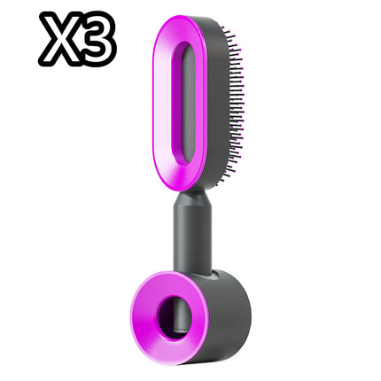 Cepillo de pelo autolimpiable para mujer, limpieza con una tecla, masaje de airbag anticaída, peine para el cuero cabelludo, cepillo antiestático.