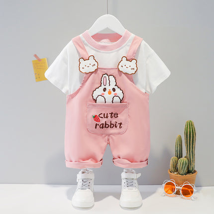 Ropa infantil, hombres y mujeres, bebé, verano, dibujos animados, peto de manga corta.