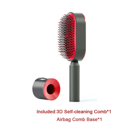 Cepillo de pelo autolimpiable para mujer, limpieza con una tecla, masaje de airbag anticaída, peine para el cuero cabelludo, cepillo antiestático.