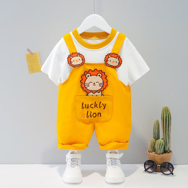Ropa infantil, hombres y mujeres, bebé, verano, dibujos animados, peto de manga corta.