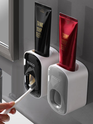 Juego de accesorios de baño con dispensador de pasta de dientes automático de montaje en pared