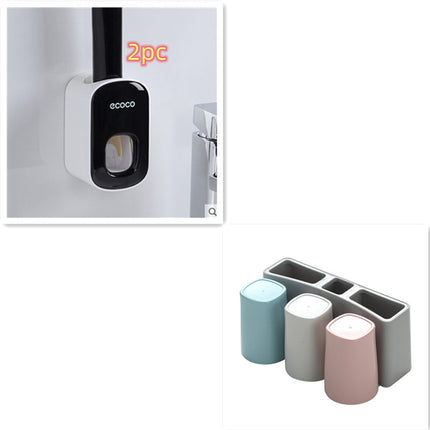 Juego de accesorios de baño con dispensador de pasta de dientes automático de montaje en pared