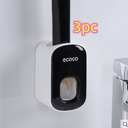 Juego de accesorios de baño con dispensador de pasta de dientes automático de montaje en pared