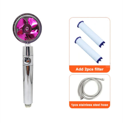 Cabezal de ducha de bajo consumo, con giro de 360 grados y pequeño ventilador, boquilla de ABS a alta presión, accesorios de baño