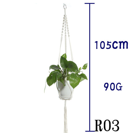 Maceta red de algodón beige para plantas de interior colgante cesta eslinga