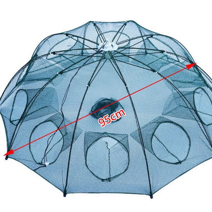 Red reforzada de 4-20 agujeros para pesca automática, jaula para camarones de nailon plegable, trampa para peces, red de lanzamiento, trampa plegable para cangrejos, red de pesca