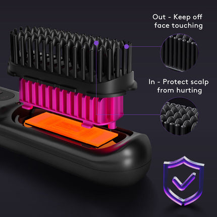 Peine de pelo liso 2 en 1 Cepillo alisador inalámbrico Calentamiento rápido Rizador portátil Carga USB