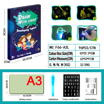 Pizarra mágica 3D de juguete educativo con 8 efectos de luz para dibujar, rompecabezas y bloc de dibujo