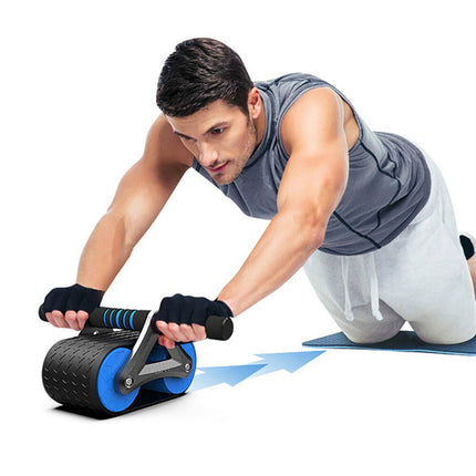 Ejercitador abdominal de doble rueda para hombres y mujeres, rodillo de rueda abdominal con rebote automático, entrenador de cintura, dispositivos de ejercicio para gimnasio y hogar