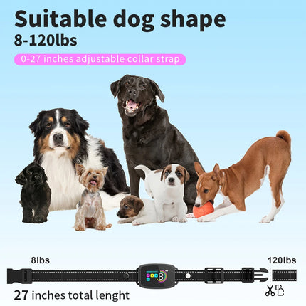 Collar inteligente automático antiladridos para perros, recargable, con pantalla digital HD, resistente al agua IP67, ideal para mascotas.