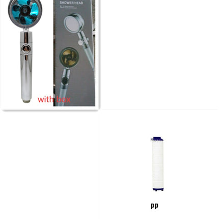 Cabezal de ducha de bajo consumo, con giro de 360 grados y pequeño ventilador, boquilla de ABS a alta presión, accesorios de baño