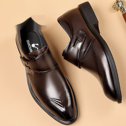 Zapatos de cuero para hombre hechos de piel de vacuno de plena flor con puntera en forma de tubo.