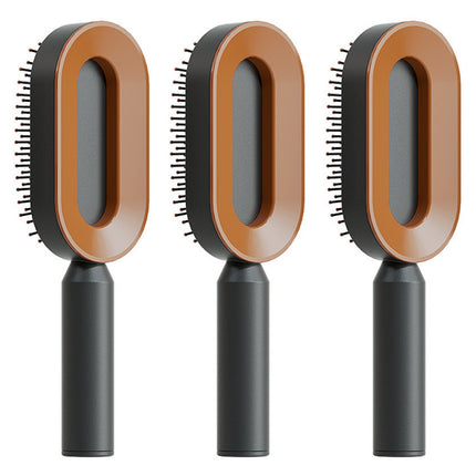 Cepillo de pelo autolimpiable para mujer, limpieza con una tecla, masaje de airbag anticaída, peine para el cuero cabelludo, cepillo antiestático.