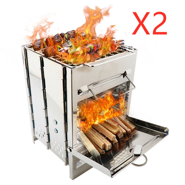 Estufa de leña de camping ligera Estufa de leña plegable ajustable para cocinar al aire libre, picnic, caza, barbacoa, a prueba de viento