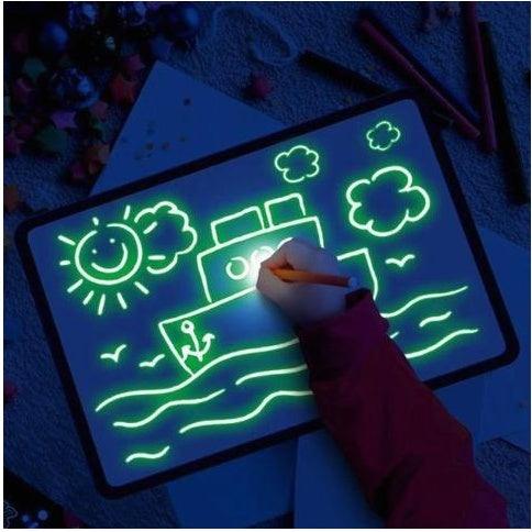 Pizarra mágica 3D de juguete educativo con 8 efectos de luz para dibujar, rompecabezas y bloc de dibujo