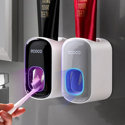 Juego de accesorios de baño con dispensador de pasta de dientes automático de montaje en pared