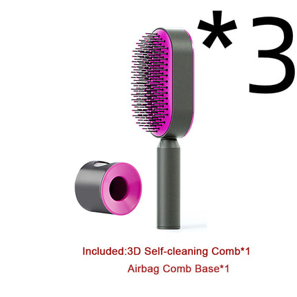 Cepillo de pelo autolimpiable para mujer, limpieza con una tecla, masaje de airbag anticaída, peine para el cuero cabelludo, cepillo antiestático.