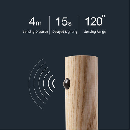 Luz nocturna LED USB magnética de madera inalámbrica para pasillos, porche, sensor de movimiento PIR, lámpara de pared, lámpara de armario