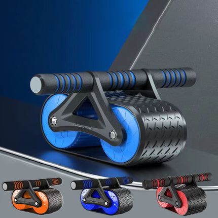 Ejercitador abdominal de doble rueda para hombres y mujeres, rodillo de rueda abdominal con rebote automático, entrenador de cintura, dispositivos de ejercicio para gimnasio y hogar