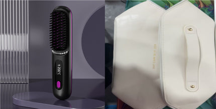 Peine de pelo liso 2 en 1 Cepillo alisador inalámbrico Calentamiento rápido Rizador portátil Carga USB